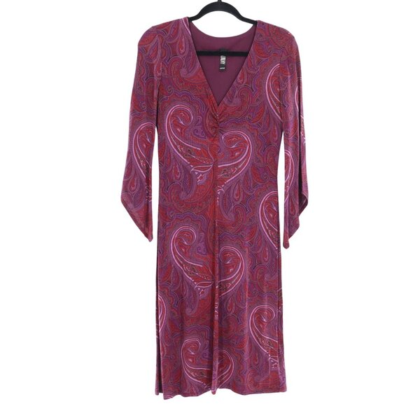 Laundry Paisley Dress Womens 8 Purple Red Officecore Whimsigoth 70s Witchy Gypsy - Picture 1 of 10